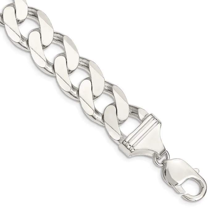 TreasureFineJewelers Rings Sterling Silver 15mm Curb Chain