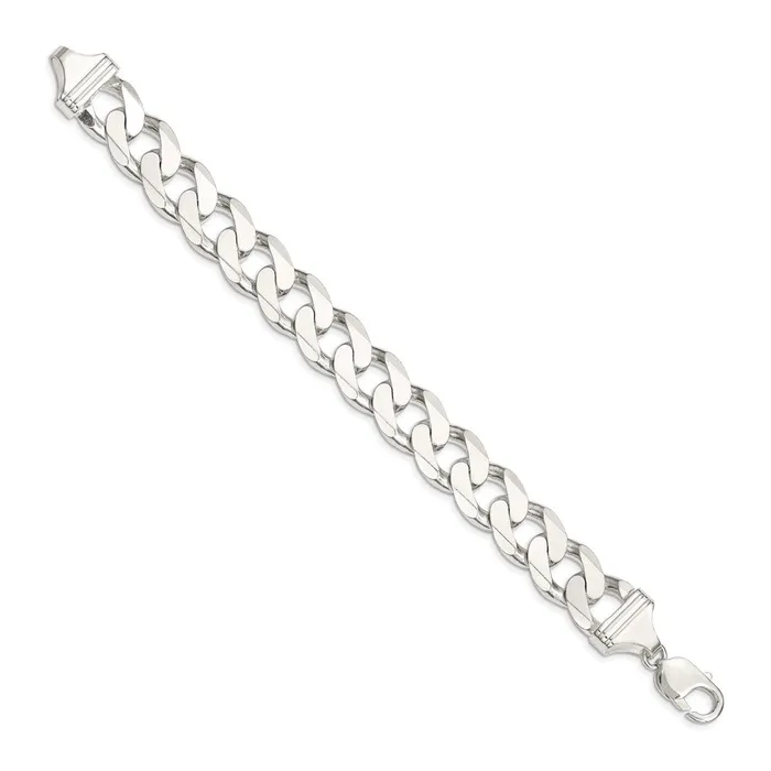 TreasureFineJewelers Rings Sterling Silver 15mm Curb Chain
