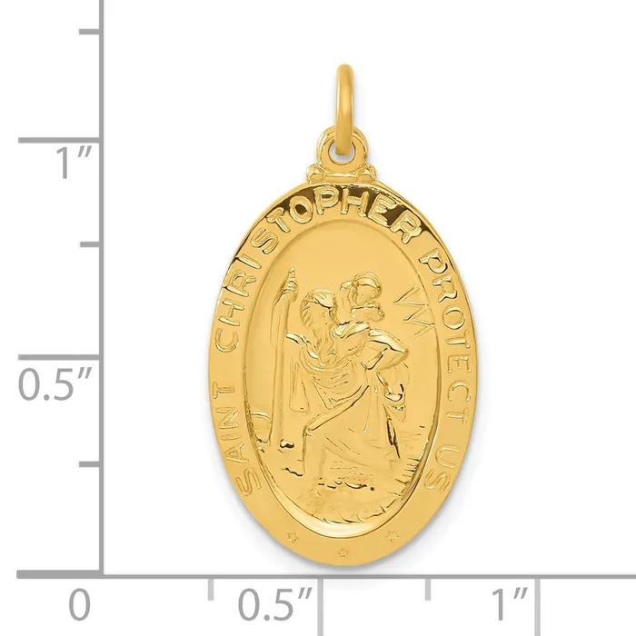 TreasureFineJewelers Rings Sterling Silver 24k Goldplated Saint Christopher Golf Medal