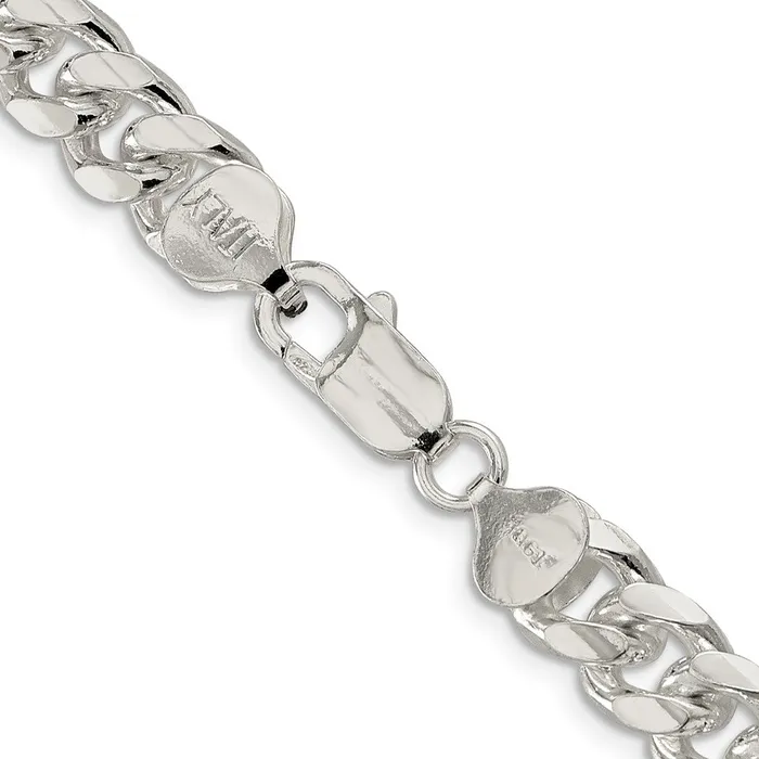 TreasureFineJewelers Rings Sterling Silver 85mm Domed w Side Dimondcut Curb Chain