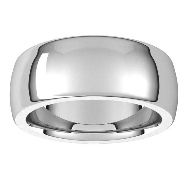 TreasureFineJewelers Rings Sterling Silver 8 mm Half Round Comfort Fit Heavy Wedding Band