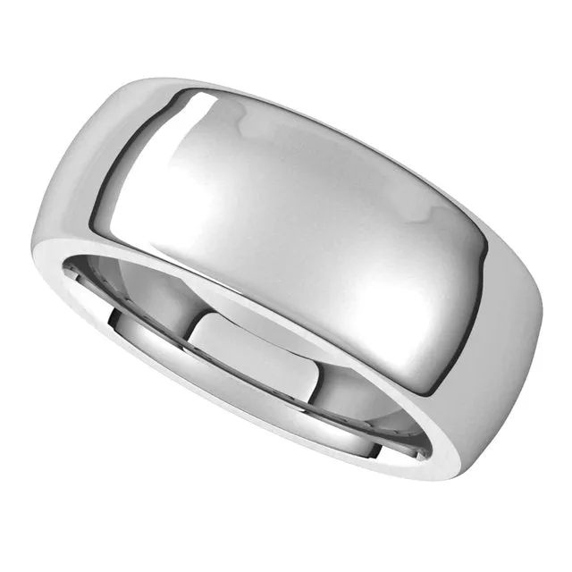 TreasureFineJewelers Rings Sterling Silver 8 mm Half Round Comfort Fit Heavy Wedding Band