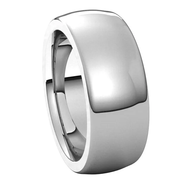 TreasureFineJewelers Rings Sterling Silver 8 mm Half Round Comfort Fit Heavy Wedding Band