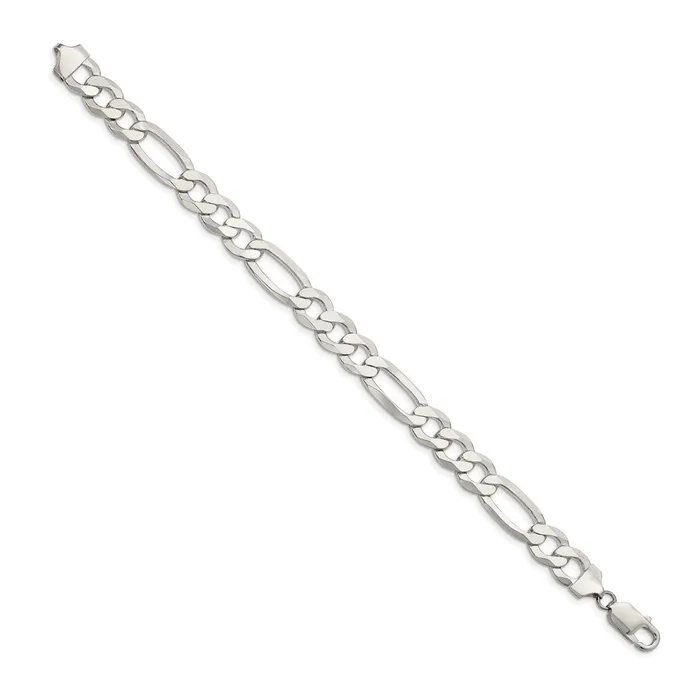 TreasureFineJewelers Rings Sterling Silver 95mm Lightweight Flat Figaro Chain