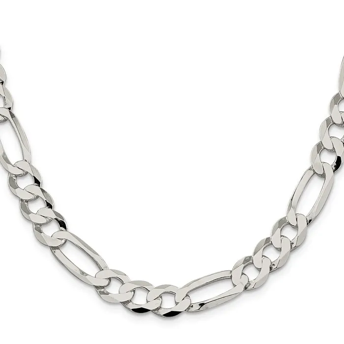 TreasureFineJewelers Rings Sterling Silver 95mm Lightweight Flat Figaro Chain