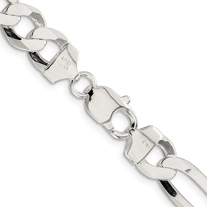 TreasureFineJewelers Rings Sterling Silver 95mm Lightweight Flat Figaro Chain