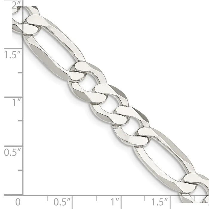 TreasureFineJewelers Rings Sterling Silver 95mm Lightweight Flat Figaro Chain