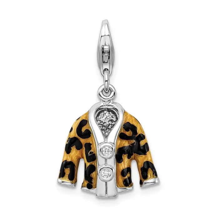 TreasureFineJewelers Rings Sterling Silver Amore La Vita Rhodpl CZ Enameled Leopard Jacket Charm TreasureFineJewelers Rings Sterling Silver Amore La Vita Rhodpl CZ Enameled Leopard Jacket Charm