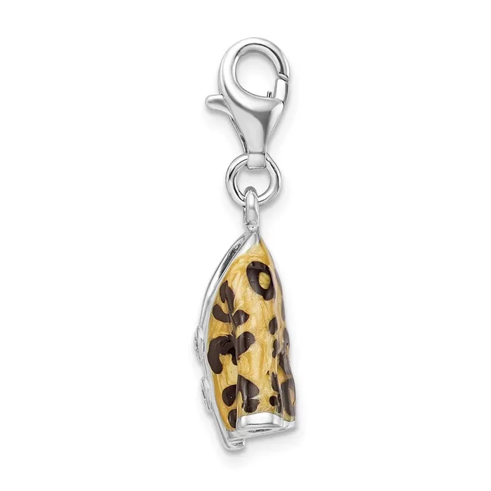 TreasureFineJewelers Rings Sterling Silver Amore La Vita Rhodpl CZ Enameled Leopard Jacket Charm