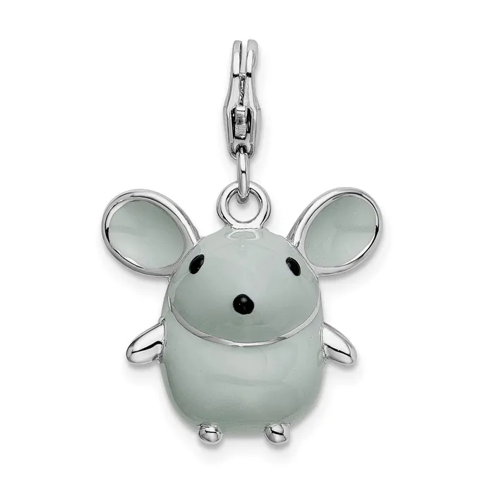 TreasureFineJewelers Rings Sterling Silver Amore La Vita Rhodiumpl 3D Enameled Grey Mouse Charm TreasureFineJewelers Rings Sterling Silver Amore La Vita Rhodiumpl 3D Enameled Grey Mouse Charm