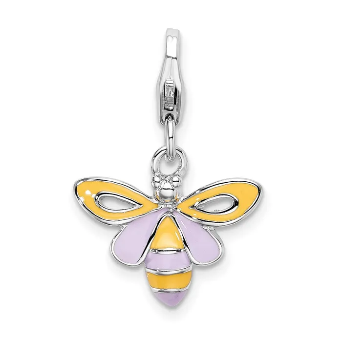 TreasureFineJewelers Rings Sterling Silver Amore La Vita Rhodiumpl Polished Enameled Bee Charm TreasureFineJewelers Rings Sterling Silver Amore La Vita Rhodiumpl Polished Enameled Bee Charm