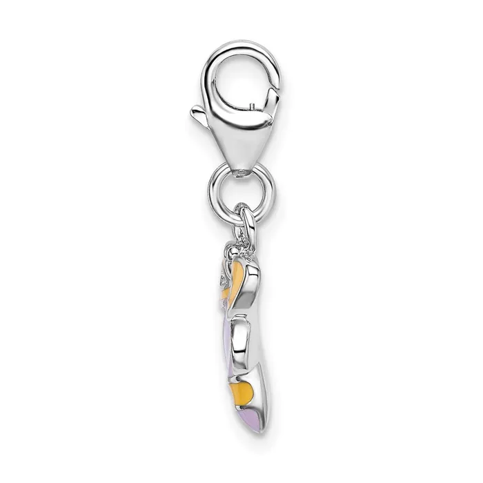 TreasureFineJewelers Rings Sterling Silver Amore La Vita Rhodiumpl Polished Enameled Bee Charm