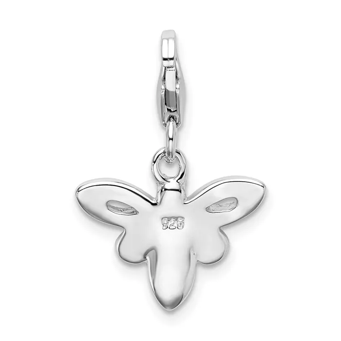 TreasureFineJewelers Rings Sterling Silver Amore La Vita Rhodiumpl Polished Enameled Bee Charm