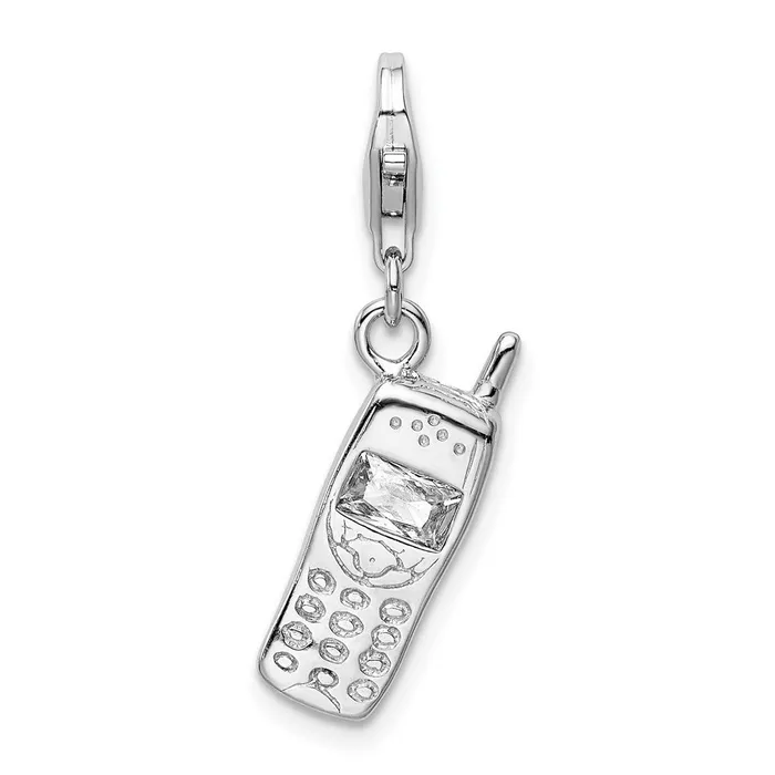 TreasureFineJewelers Rings Sterling Silver Amore La Vita Rhodiumplated Cell Phone with CZ Charm TreasureFineJewelers Rings Sterling Silver Amore La Vita Rhodiumplated Cell Phone with CZ Charm
