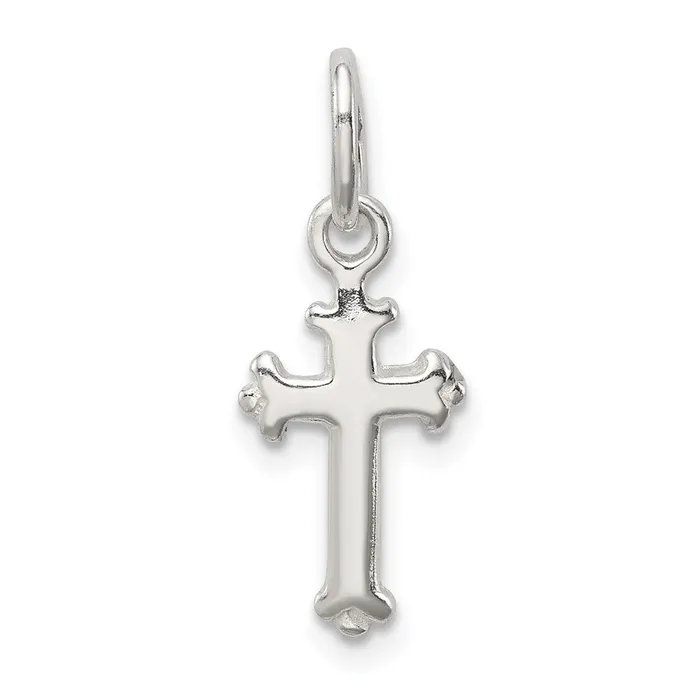 TreasureFineJewelers Rings Sterling Silver Fleur De Lis Cross Charm