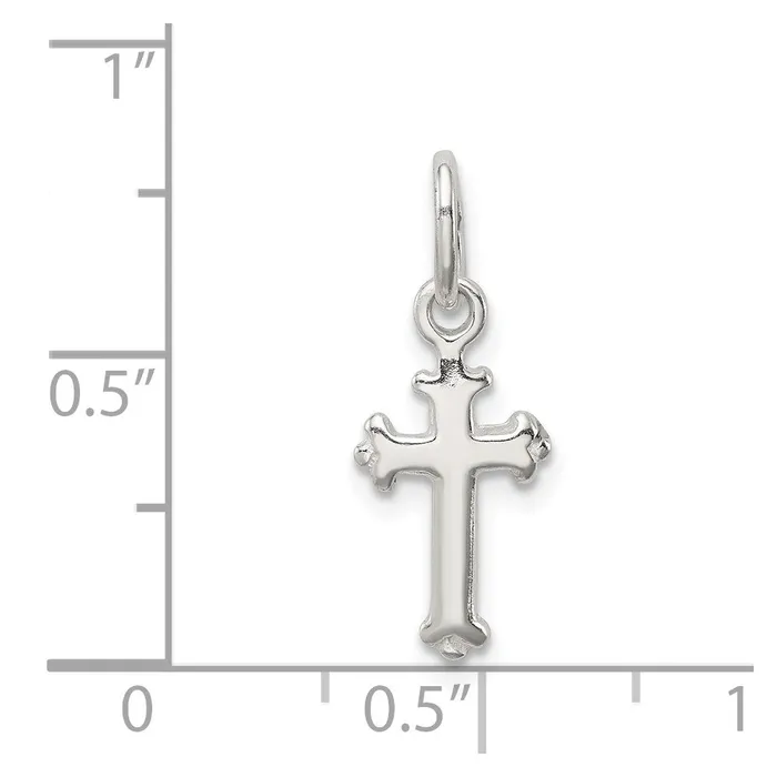 TreasureFineJewelers Rings Sterling Silver Fleur De Lis Cross Charm