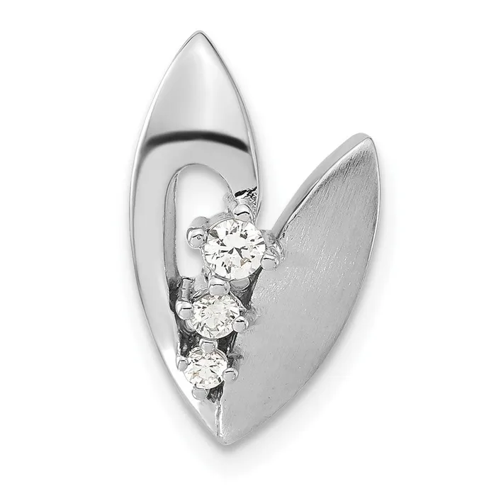 TreasureFineJewelers Rings Sterling Silver Polished And Brushed CZ Slide