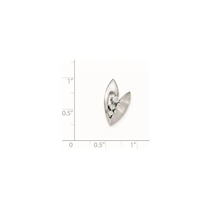 TreasureFineJewelers Rings Sterling Silver Polished And Brushed CZ Slide
