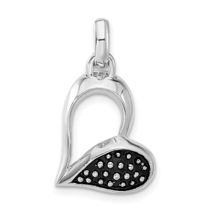 TreasureFineJewelers Rings Sterling Silver Polished Antiqued Open Heart Pendant TreasureFineJewelers Rings Sterling Silver Polished Antiqued Open Heart Pendant