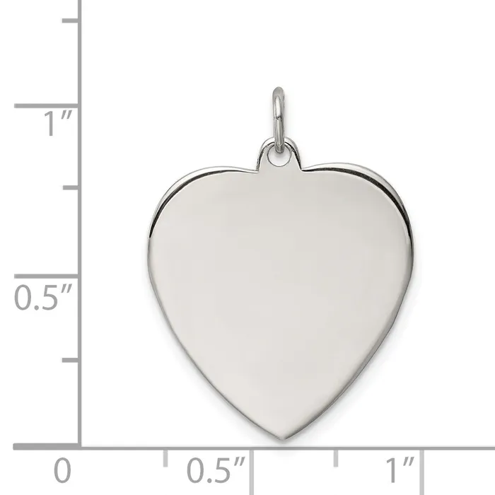 TreasureFineJewelers Rings Sterling Silver Rhodplated Eng Heart Polish FrontSatin Back Disc Charm
