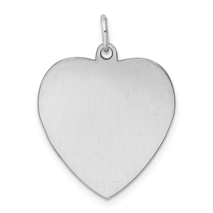 TreasureFineJewelers Rings Sterling Silver Rhodplated Eng Heart Polish FrontSatin Back Disc Charm