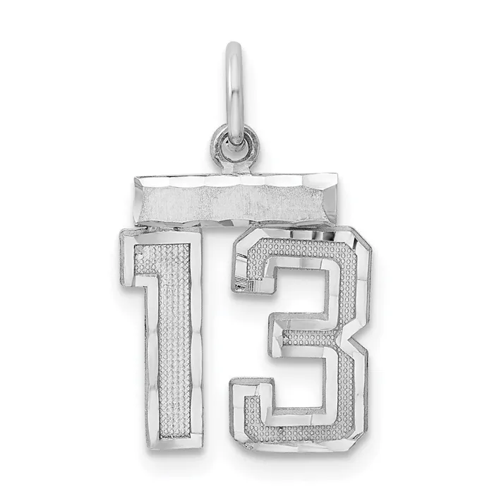 TreasureFineJewelers Rings Sterling Silver Rhodiumplated Diamondcut 13 Charm