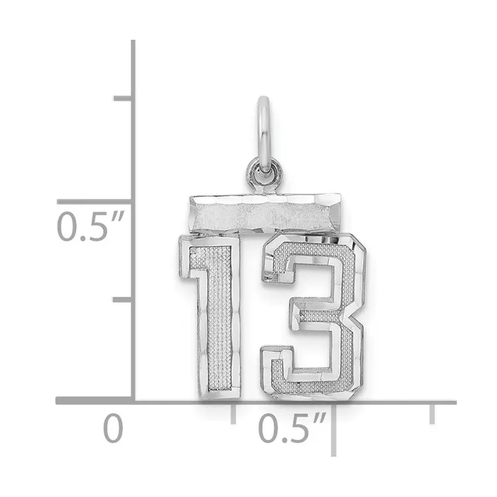 TreasureFineJewelers Rings Sterling Silver Rhodiumplated Diamondcut 13 Charm