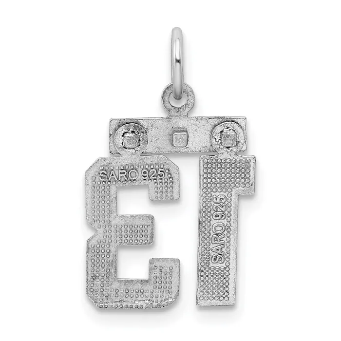 TreasureFineJewelers Rings Sterling Silver Rhodiumplated Diamondcut 13 Charm