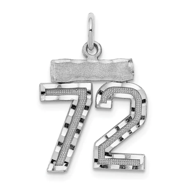 TreasureFineJewelers Rings Sterling Silver Rhodiumplated Diamondcut 72 Charm