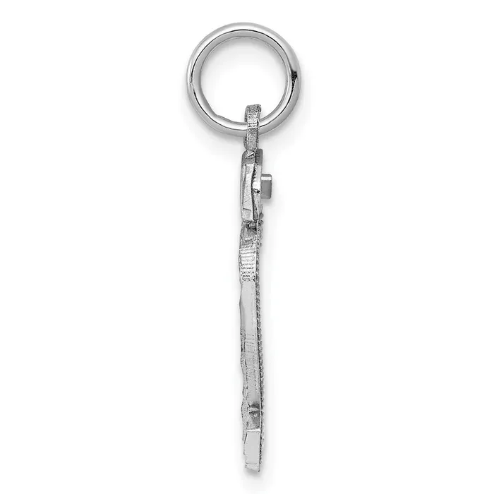 TreasureFineJewelers Rings Sterling Silver Rhodiumplated Diamondcut 72 Charm