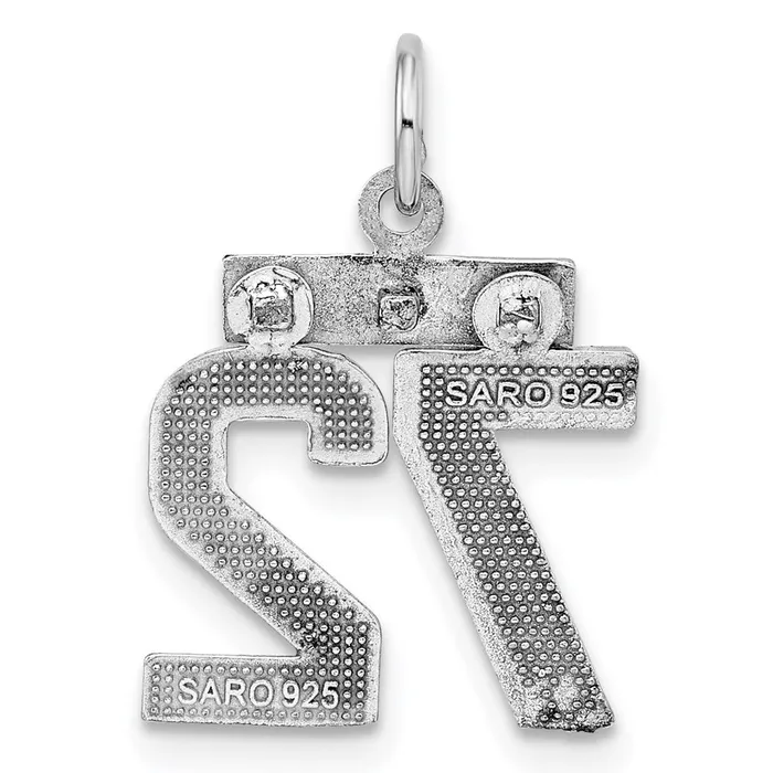 TreasureFineJewelers Rings Sterling Silver Rhodiumplated Diamondcut 72 Charm