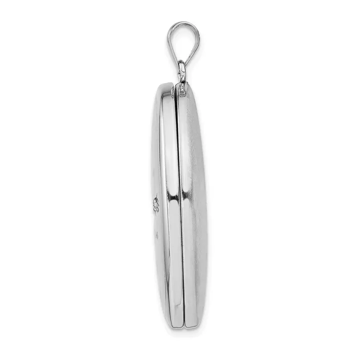 TreasureFineJewelers Rings Sterling Silver Rhodiumplated God Has Diamond Ash Holder Oval Locket