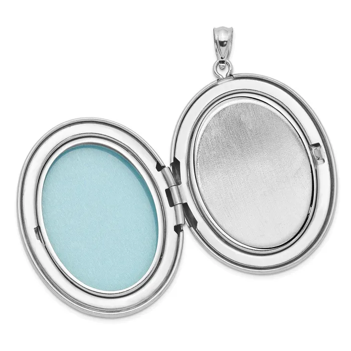 TreasureFineJewelers Rings Sterling Silver Rhodiumplated God Has Diamond Ash Holder Oval Locket