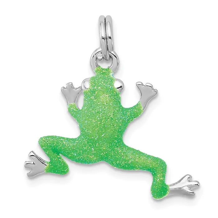 TreasureFineJewelers Rings Sterling Silver RhodiumplatedGreen Enamel Frog Charm TreasureFineJewelers Rings Sterling Silver RhodiumplatedGreen Enamel Frog Charm