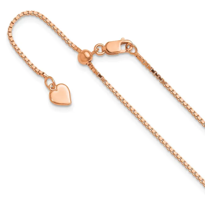 TreasureFineJewelers Rings Sterling Silver Rose Goldplated Adjustable 11mm Box Chain TreasureFineJewelers Rings Sterling Silver Rose Goldplated Adjustable 11mm Box Chain