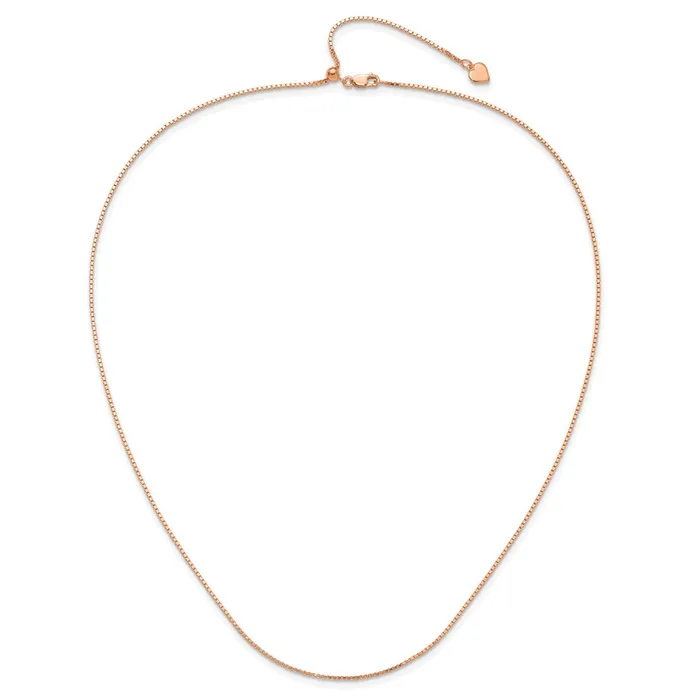 TreasureFineJewelers Rings Sterling Silver Rose Goldplated Adjustable 11mm Box Chain