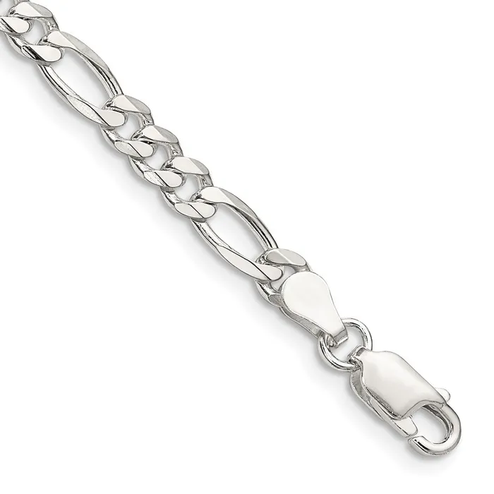 TreasureFineJewelers Sterling Silver 45mm Figaro Chain Rings