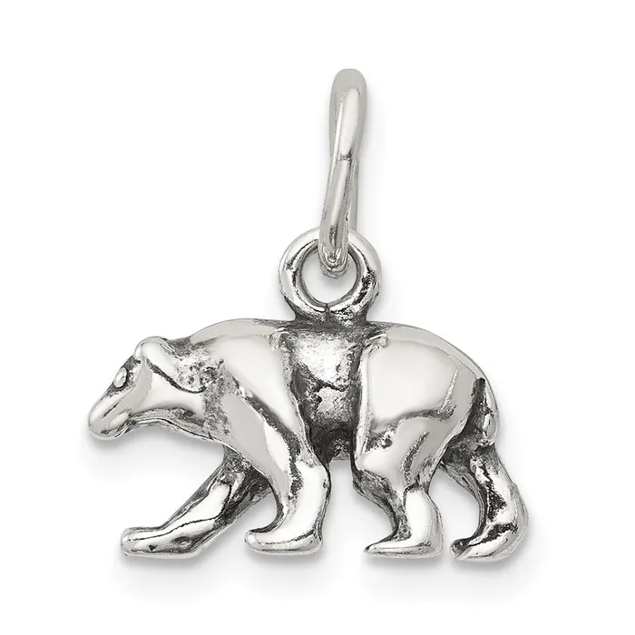 TreasureFineJewelers Sterling Silver Bear Charm Rings
