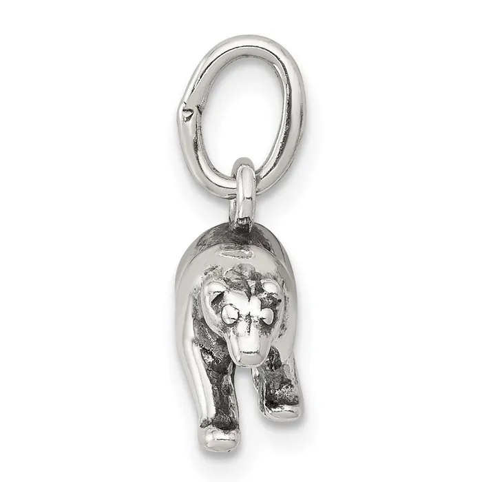 TreasureFineJewelers Sterling Silver Bear Charm Rings