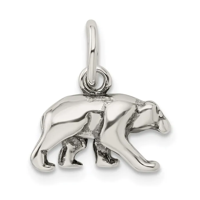 TreasureFineJewelers Sterling Silver Bear Charm Rings