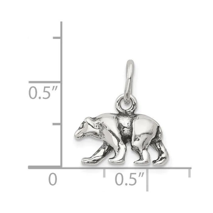 TreasureFineJewelers Sterling Silver Bear Charm Rings