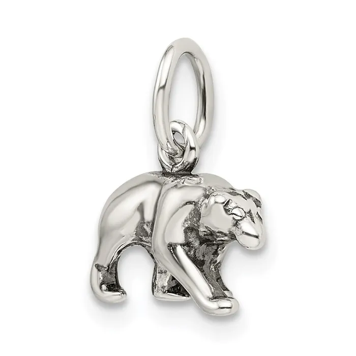 TreasureFineJewelers Sterling Silver Bear Charm Rings
