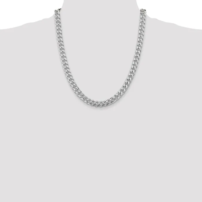 TreasureFineJewelers Sterling Silver Rhodiumplated 85mm Domed w Side Dimondcut Curb Chain Rings