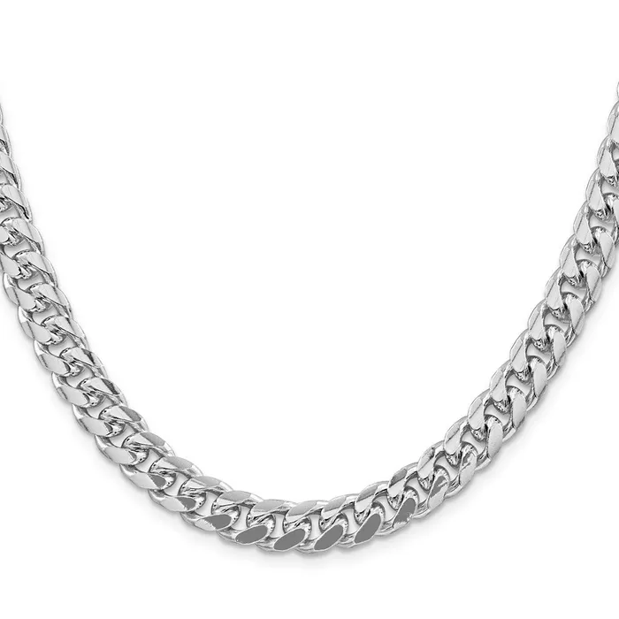 TreasureFineJewelers Sterling Silver Rhodiumplated 85mm Domed w Side Dimondcut Curb Chain Rings