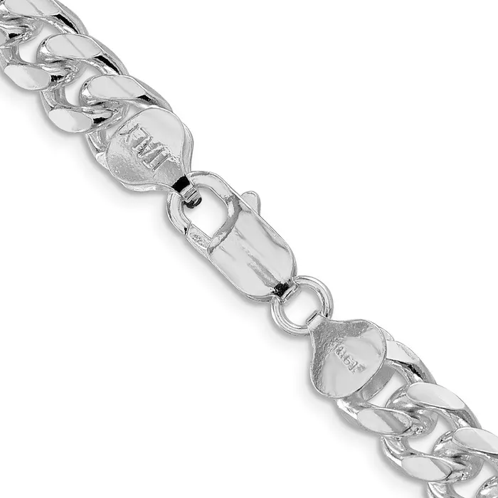 TreasureFineJewelers Sterling Silver Rhodiumplated 85mm Domed w Side Dimondcut Curb Chain Rings