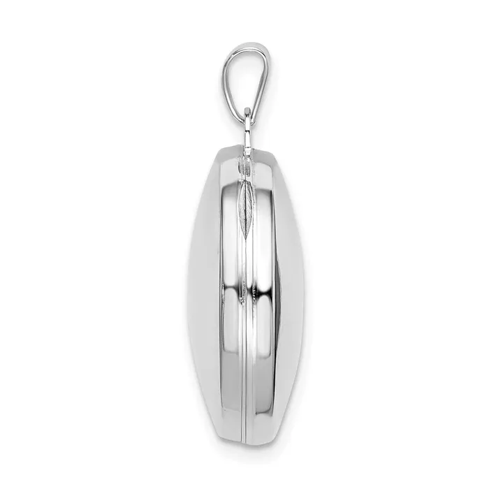 TreasureFineJewelers Sterling Silver Rhodiumplated Polished Domed 20mm Round Locket Rings