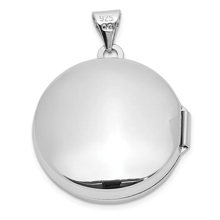 TreasureFineJewelers Sterling Silver Rhodiumplated Polished Domed 20mm Round Locket Rings