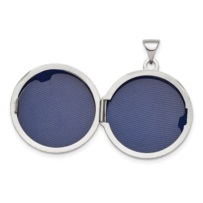TreasureFineJewelers Sterling Silver Rhodiumplated Polished Domed 20mm Round Locket Rings