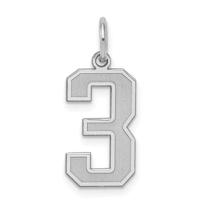 TreasureFineJewelers Sterling SilverRhodiumplated Satin Number 3 Charm Rings TreasureFineJewelers Sterling SilverRhodiumplated Satin Number 3 Charm Rings