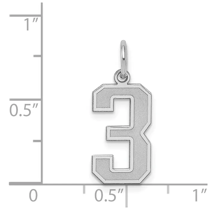TreasureFineJewelers Sterling SilverRhodiumplated Satin Number 3 Charm Rings